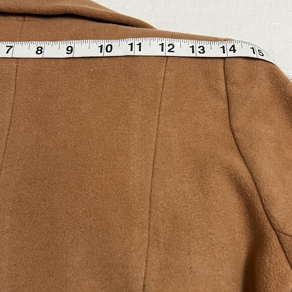 Bill Blass Women's Pea Coat Tan Wool with Cashmere Blend Double Beaded Size M - Picture 13 of 14